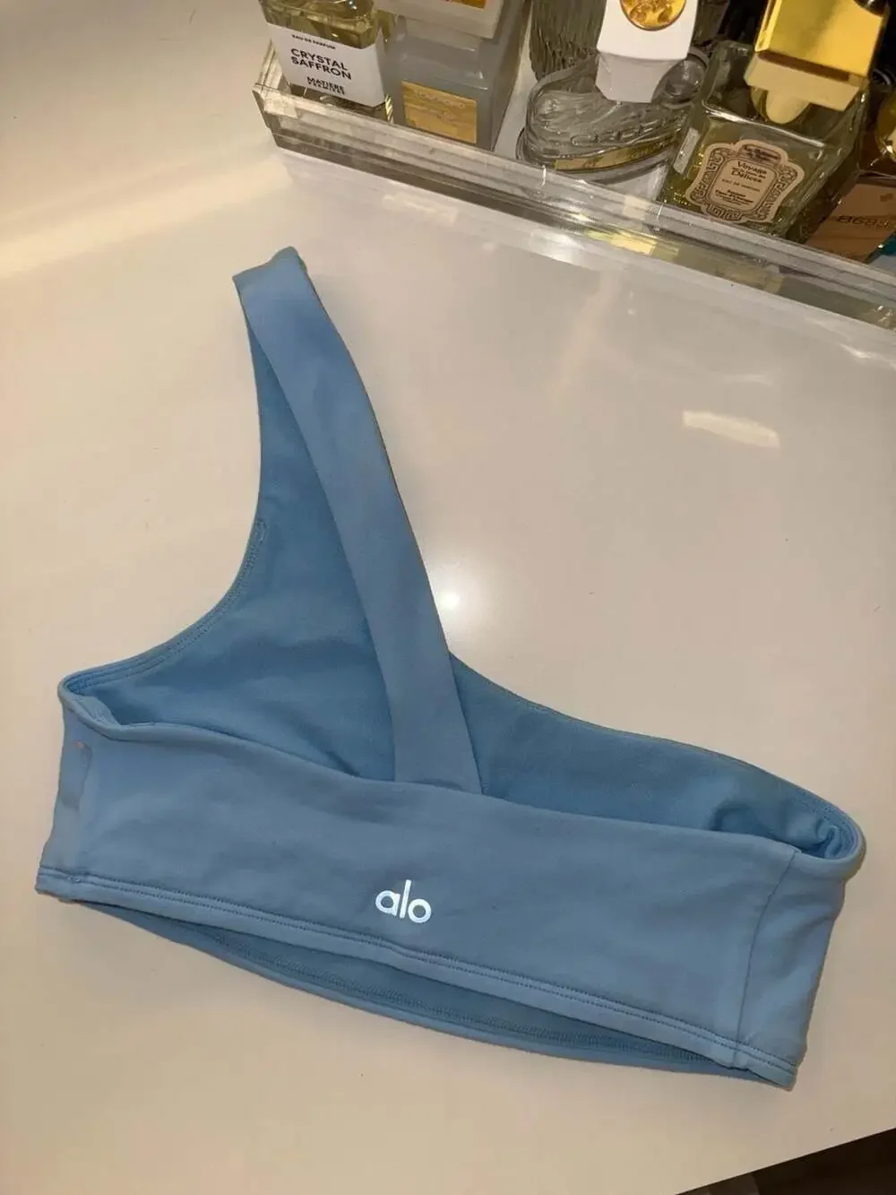 Alo Yoga Wellness Asymmetric One-Shoulder Bra Top - Blue